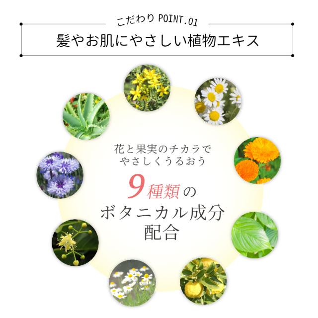 こだわり1　お肌にやさしい　食物エキス