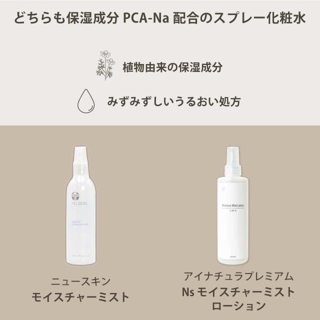 特徴 共通点 ニュースキン モイスチャーミスト アイナチュラ モイスチャーミストローション