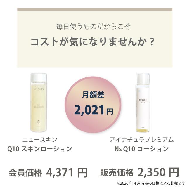 コスト比較　ニュースキン　Q10スキンローション　アイナチュラ　Q10ローション