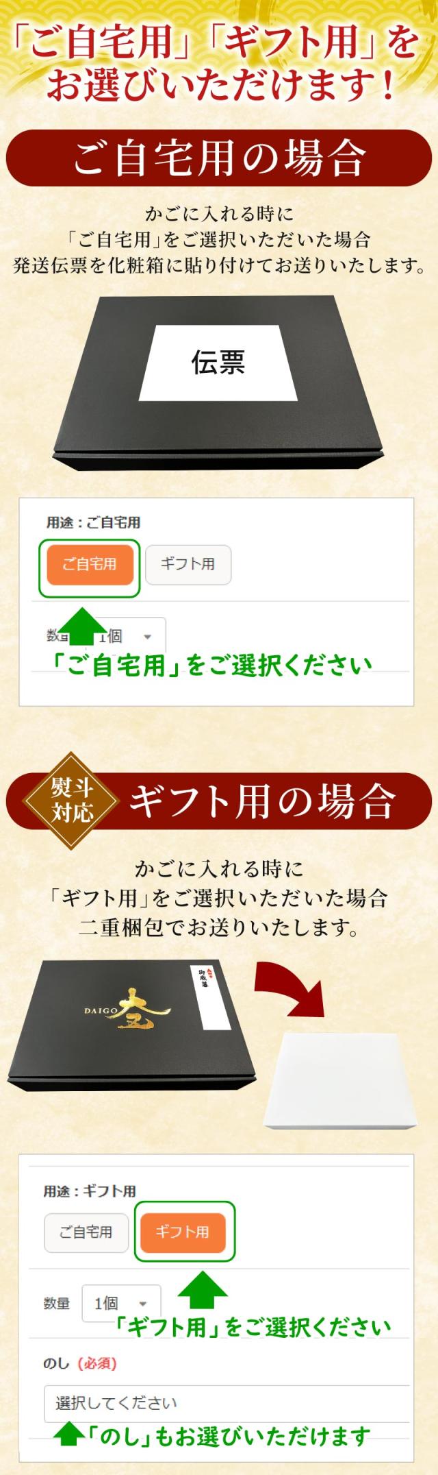 ご自宅用にも、ギフト用にも対応