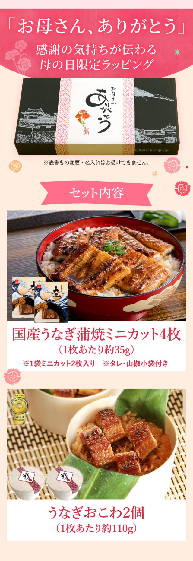 うなぎミニカット4枚とうなぎおこわ2個