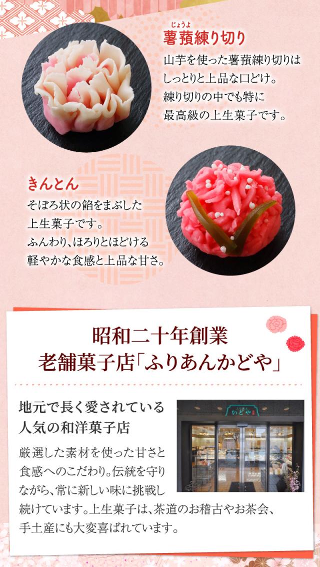 薯蕷練り切り、きんとん／昭和20年創業、老舗菓子店「ふりあんかどや」