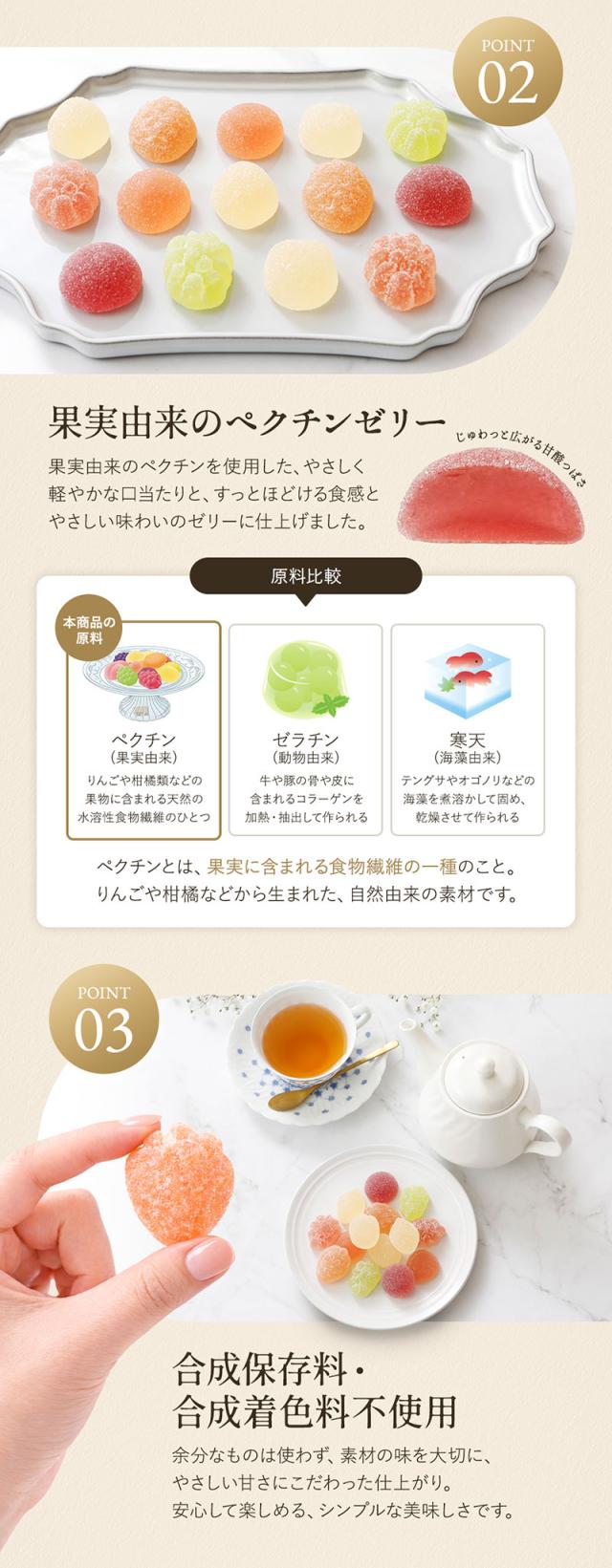 果実由来のペクチンゼリー／合成保存料・合成着色料不使用