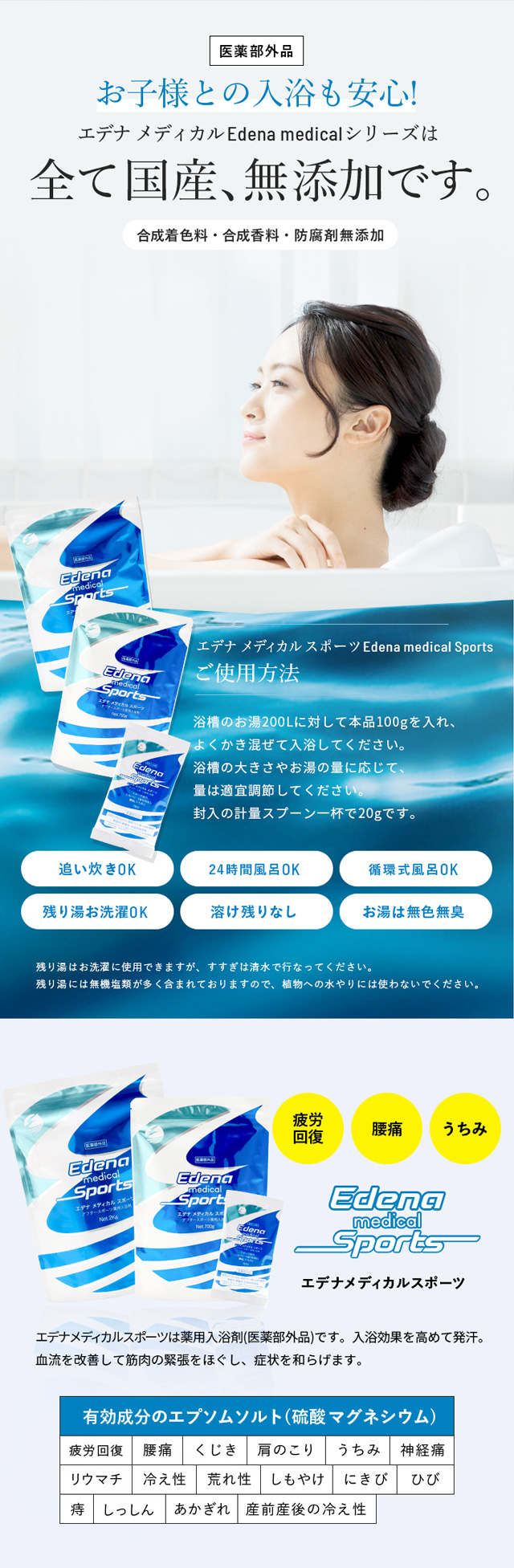 【エデナ メディカル スポーツ】国産エプソムソルトに国産クエン酸を配合 アースコンシャスの薬用入浴剤(医薬部外品)_10