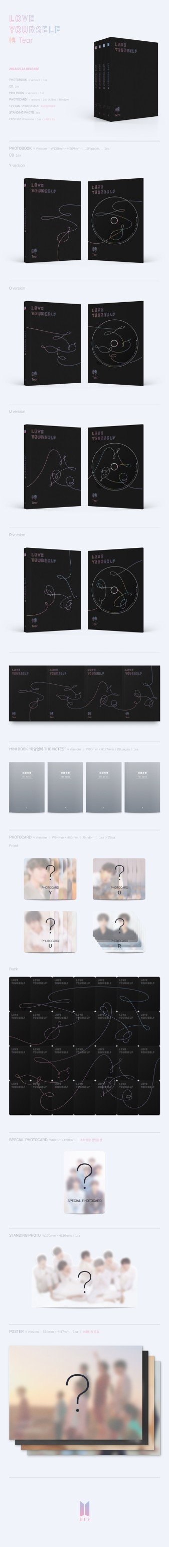 BTS LOVE YOURSELF 轉 「Tear」 正規3集アルバム☆4種セット BTS LOVE YOURSELF 轉 「Tear」 正規3集アルバム☆4種セット