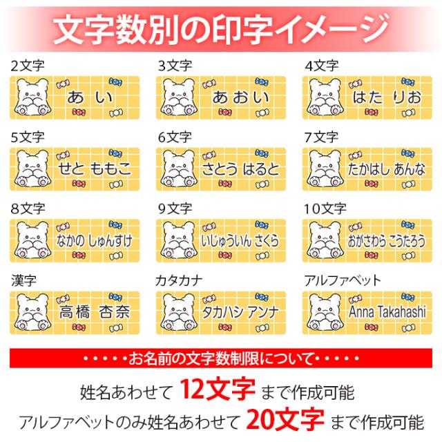 文字数別の印字イメージ