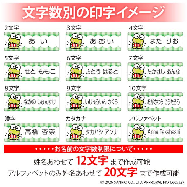 文字数別の印字イメージ