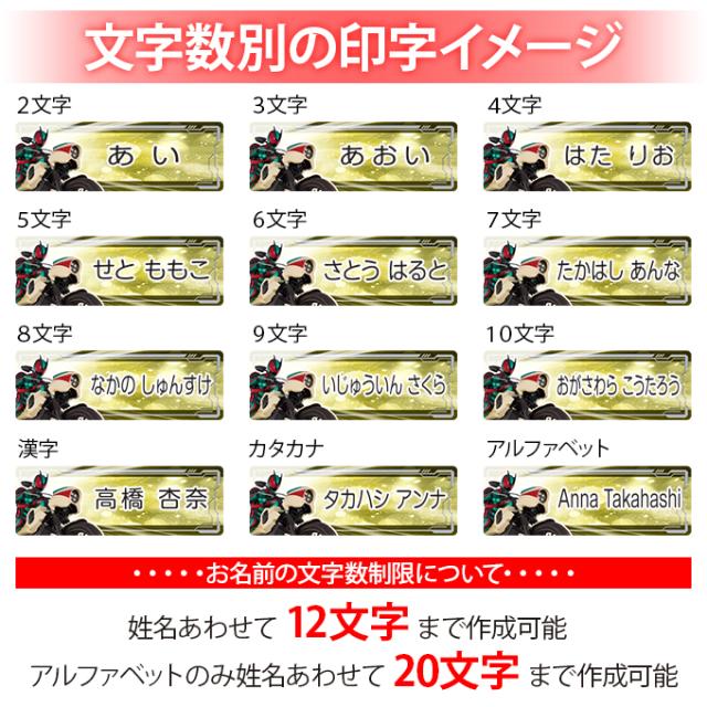 文字数別の印字イメージ