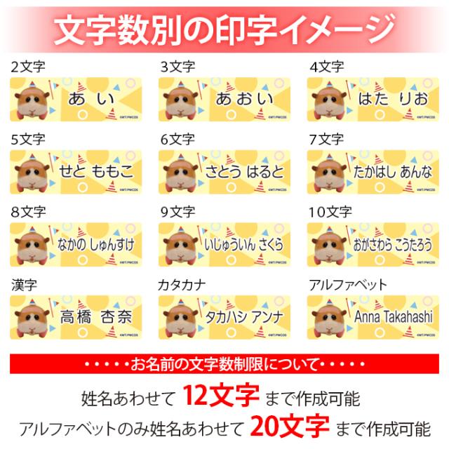 文字数別の印字イメージ