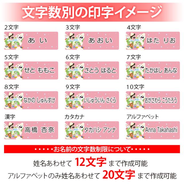 文字数別の印字イメージ