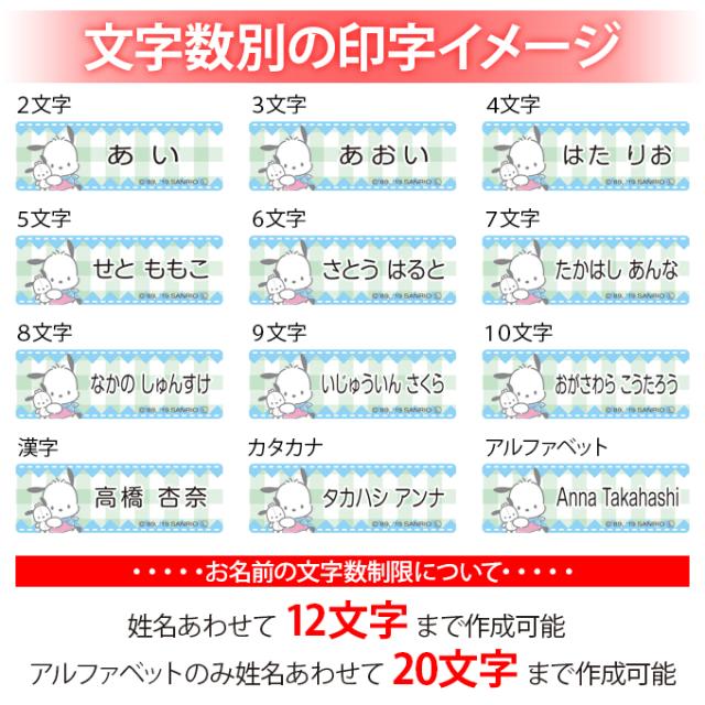 文字数別の印字イメージ