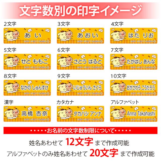 文字数別の印字イメージ