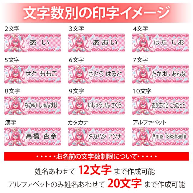 文字数別の印字イメージ