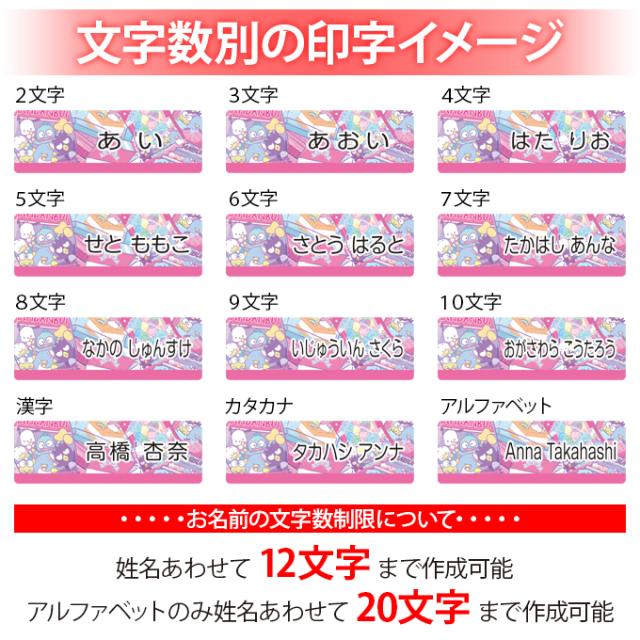 文字数別の印字イメージ