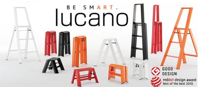 デザイン脚立 lucano 2-step Red ルカーノ 2段 レッド 長谷川工業
