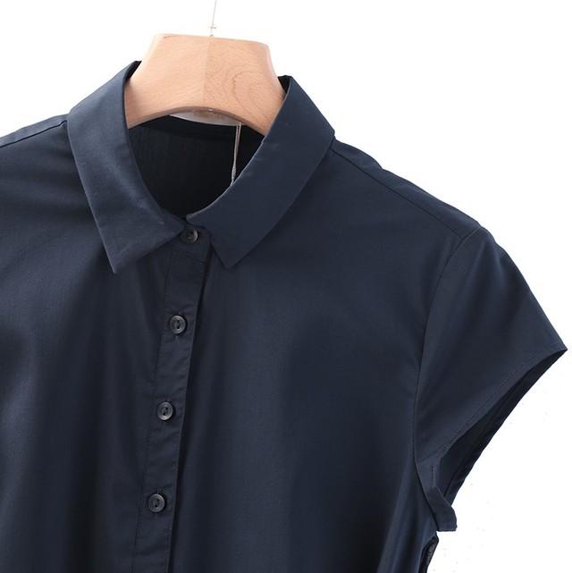 楽天 ワンピース バックプリーツ ワンピース シャツワンピース 襟付き 半袖 無地 ｘライン 体型カバー ウエストリボン フェミニン 春夏 お出 日本製 Vigorgh Com