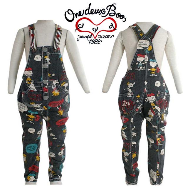 キッズ スヌー 80 90 100 110 1 130cm Woo スヌーピー Foo Baseball Snoopy ブーフーウー スヌー ブーフーウー ブーフーウー サロペット 柄 Boofoowoo Boo