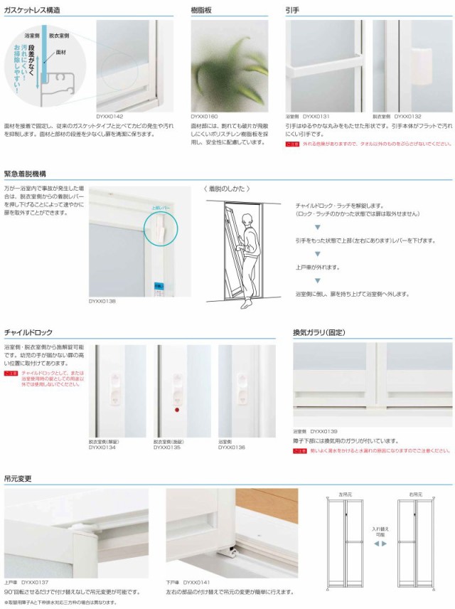 かんたんドアリモ 浴室ドア 旧YKKap専用 取替用障子A/C W幅510〜862×H