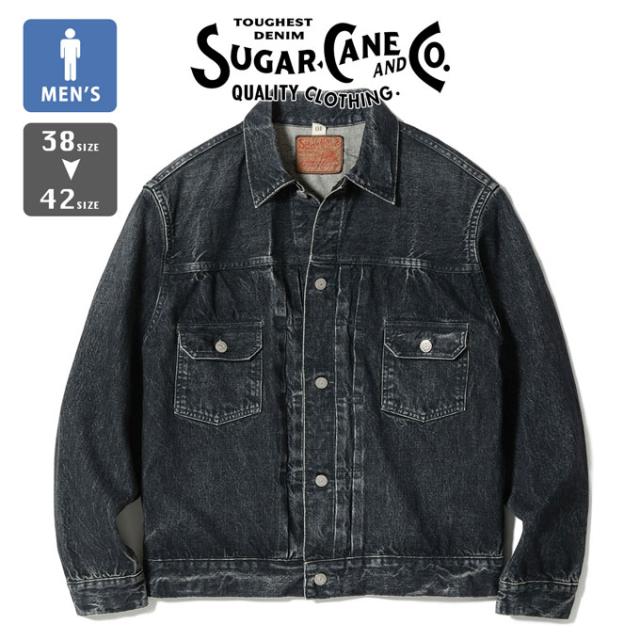 「 SUGAR CANE シュガーケーン 」 14.25oz. BLACK DENIM JACKET 1953 AGED MODEL ブラック デニム ジャケット SC15650H / Gジャン 2ndタイプ セカンド デニムジャケット ブラックデニム エイジング加工 ショート丈 セルビッジデニム 日本製 メンズ
