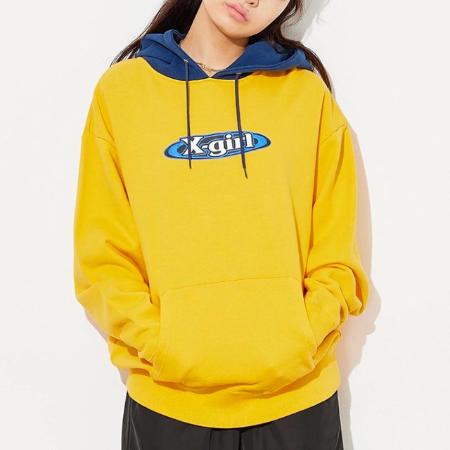 X-girl エックスガール 」 FOAM PRINT OVAL LOGO SWEAT HOODIE X