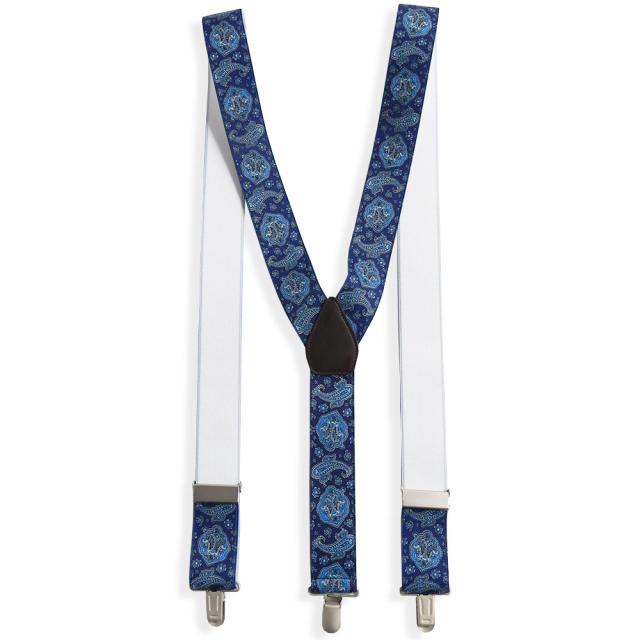 THURSTON ネイビーサスペンダー 英国製 サスペンダー アルバートサーストン 英国製 35mm ネイビー×ブルーライン [ALBERT THURSTON] アルバートサーストン サスペンダー ネイビー ブルー ペーズリー