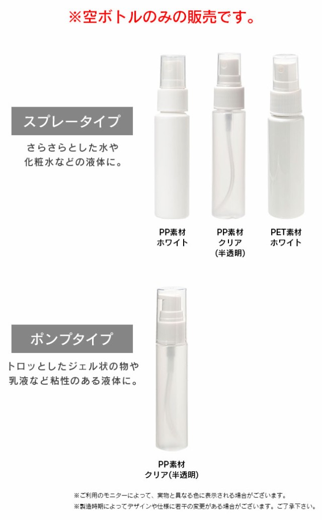 詰め替えボトル スプレーボトル 30ml 10本セット 携帯用 アルコール対応 ジェル ポンプボトル 乳液 アルコールジェル PP PP素材 スプレ