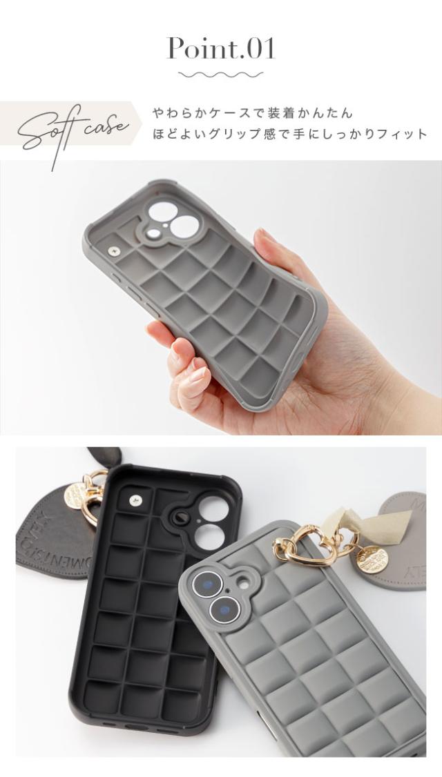 iphoneケース,韓国,ぷっくり,ぽこぽこ,ぷくぷく,3D,立体,キルティング,タイル,ハート,ストラップ,チャーム,かわいい,おしゃれ,シンプル,女子,シンプル,人気,トレンド,くすみカラー,淡色