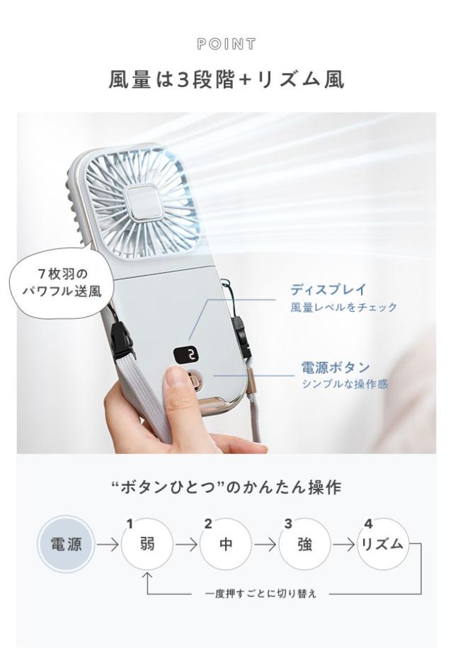 首掛け扇風機,首掛け,ハンディファン,5way,モバイルバッテリー,スマホスタンド,Type-C,デジタル表示,ディスプレイ付き,扇風機,