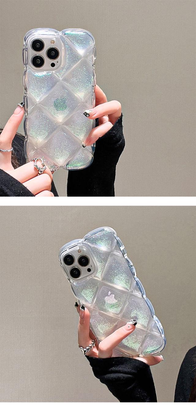 iphoneケース,韓国,ぷっくり,ぽこぽこ,ぷくぷく,つやつや,キラキラ,ラメ,オーロラ,3D,キルティング風,クリアケース,背面クリア,かわいい,おしゃれ,シンプル,女子,個性的,ゴージャス