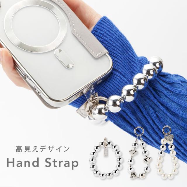 スマホストラップ,ビーズ,韓国,シルバー,ゴージャス,高見え,ブレスレット,かわいい,おしゃれ,落下防止,スマホ,ストラップ,手首,スマホハンドストラップ,挟むだけ,スマートフォン,リストストラップ