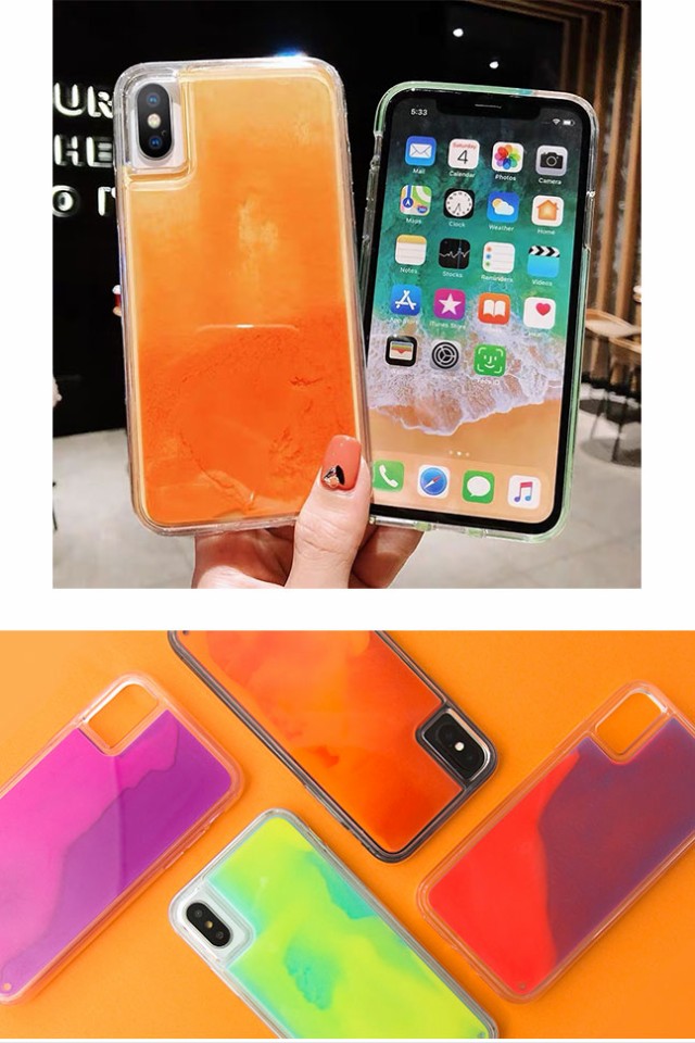 iPhoneケース,ネオンサンド,ネオン,サンド,光る,蛍光,蓄光,安全,キラキラ,動く,グリッター,リキッド,かわいい,韓国,流れる,液体,ケース,カバー,女子,女性,人気,アイフォンケース