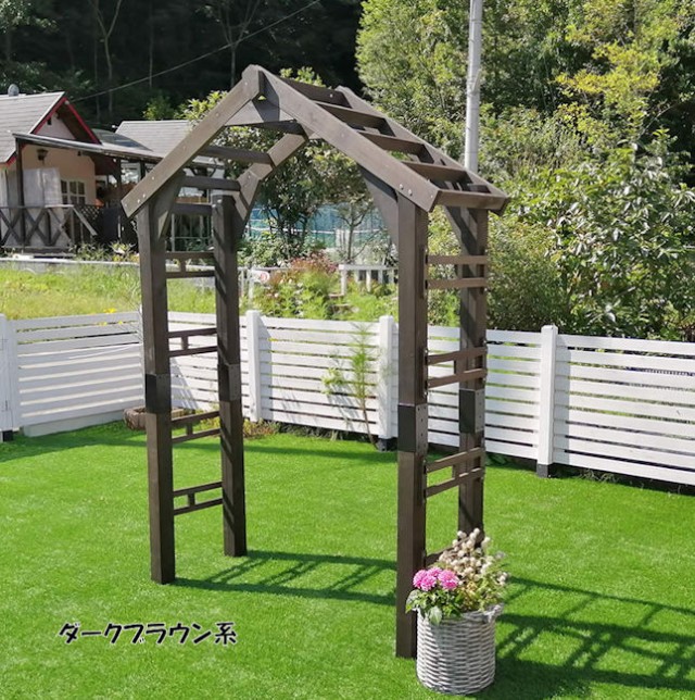 送料無料 木製三角アーチ ガーデンアーチ 木製アーチ アーチ 庭（56