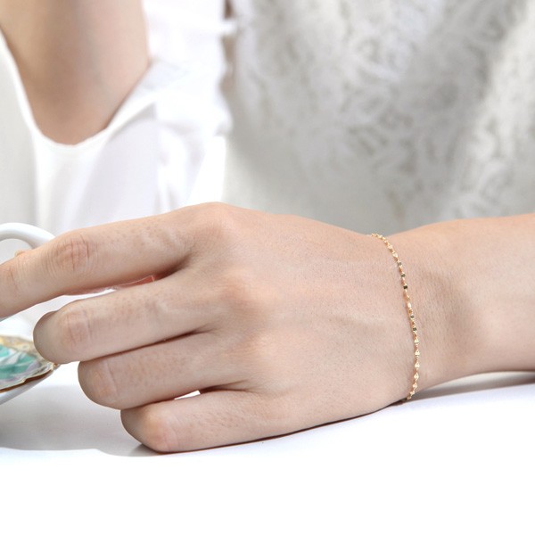 在庫あ安い Airy 18金 ブレスレット レディース 女性 カットエクレア チェーン ペタル 18金 18K イエロー ゴールド pt850 プラチナ 華奢 シンプル 軽の通販はau PAY マーケット - ペアネックレス・ジュエリー モ 新品超特価