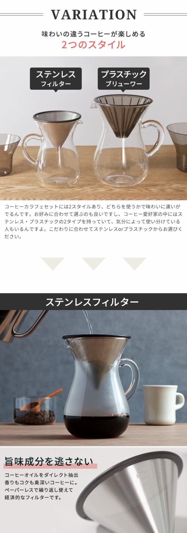 コーヒーカラフェセット 600ml 4cups [コーヒーメーカーコーヒーサーバー ドリップポット 耐熱ガラス ハンドドリップ 珈琲  ステンレス]新｜au PAY マーケット