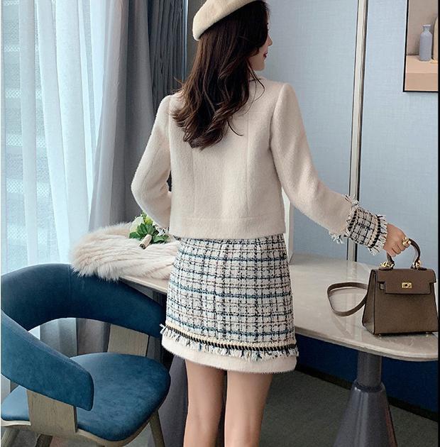 受注発注 セットアップ 女子 レディース ツイード チェック フリンジ ジャケット スカート アウター 上品 ボトムス パール 大人 エレガント ポイント10倍 Www Iacymperu Org