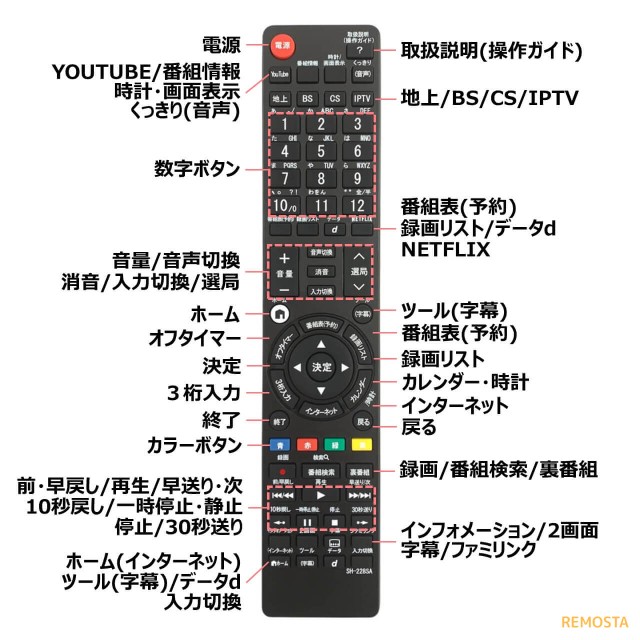 シャープ アクオス テレビ リモコン GB228SA GB228SB GB174SA