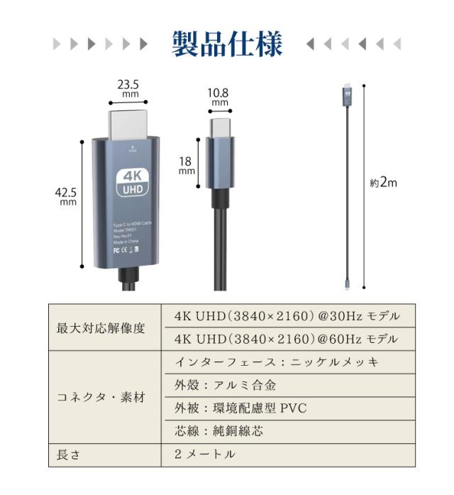4K HDMIケーブル