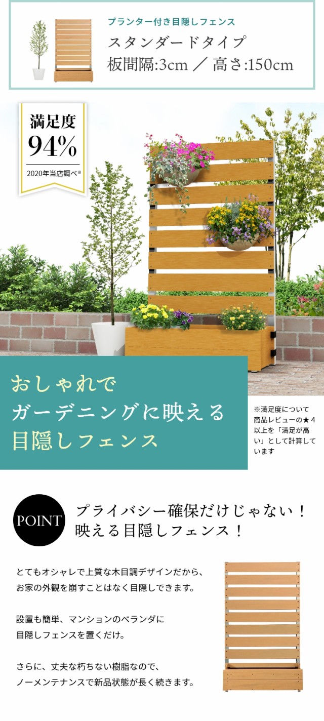 人気no 1セール商品 置くだけ プランターフェンス 花 ガーデン Diy工具 目隠し ラティス ウッドデッキ用 園芸用資材 庭 フェンス 隣家 目隠しフェンス 簡易 プランターフェンス マンション ベランダ ハイタイプ ５５ 以上節約