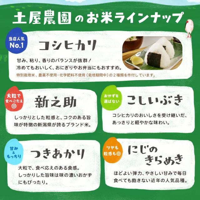 土屋農園のお米ラインナップ