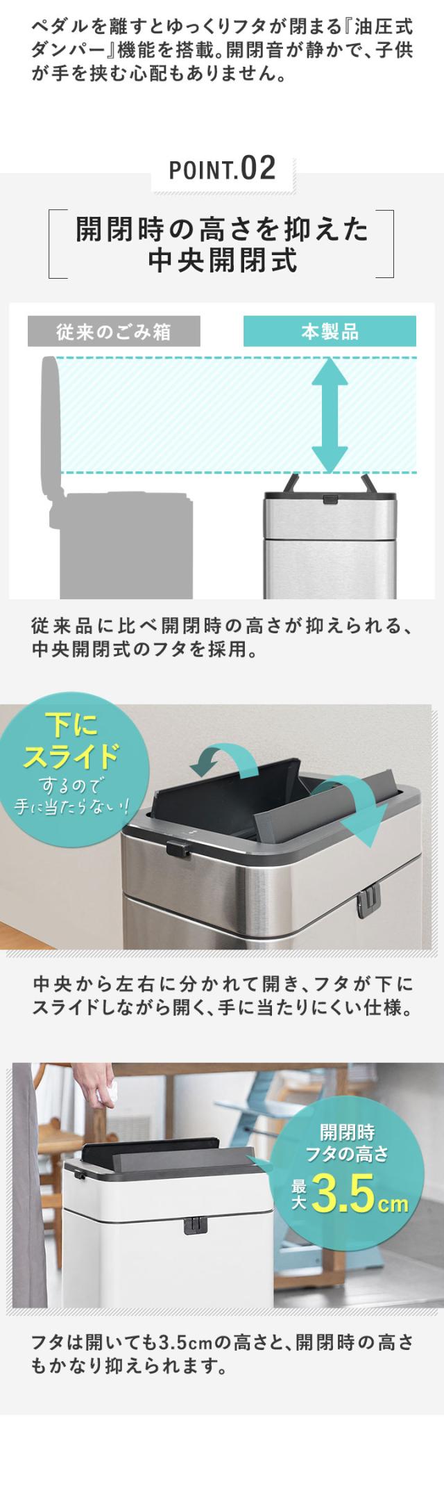 ゴミ箱 ステンレス スリム ペダル 中央開閉式 40L ごみ箱