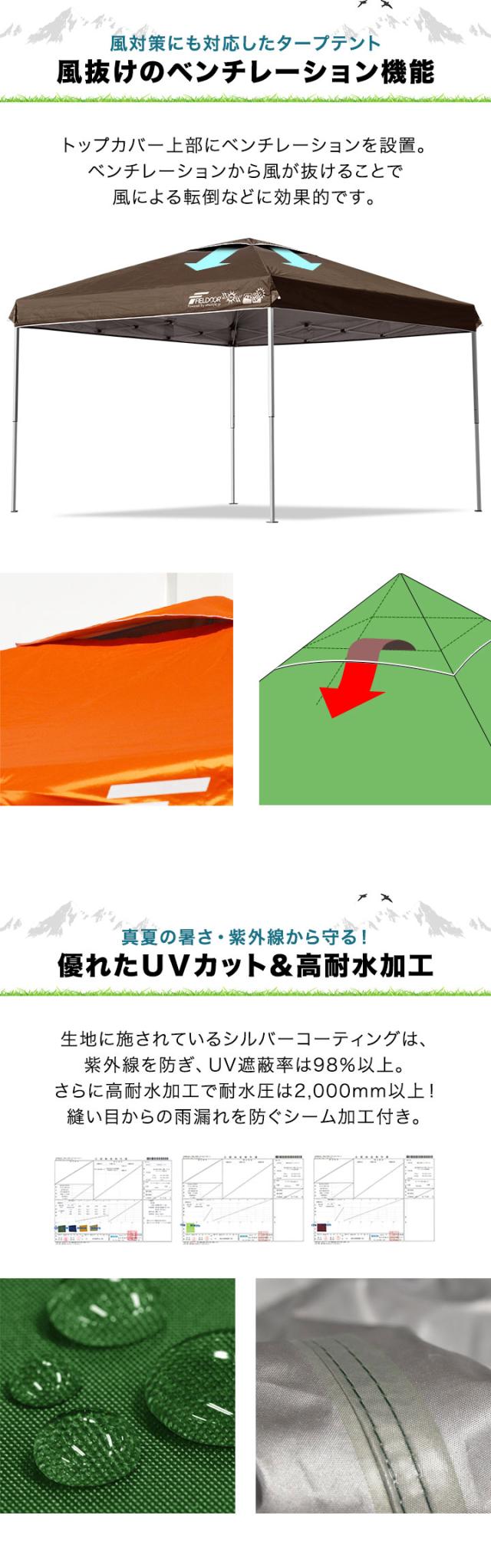 タープテント 3m サイドシート1枚付 UV加工 撥水 ワンタッチタープテント Amazon | CYFIE タープテント 3mx3m サイドシート 1枚付き 風