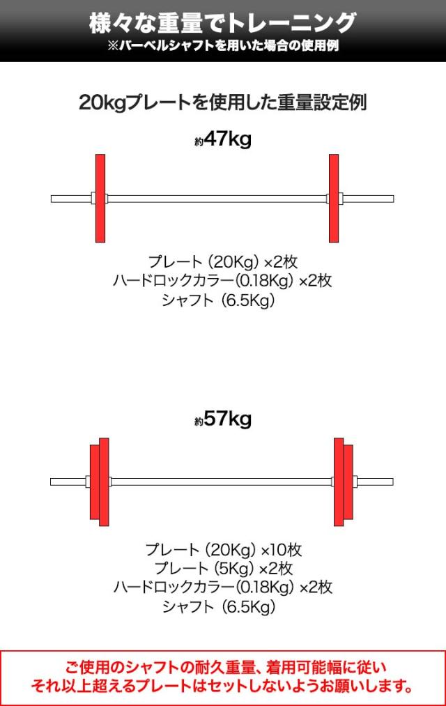 バーベル用プレート20kg 1枚 (2枚セットその①) ラバーリング付き FIELDOOR バーベル 用 プレート 20kg 2個セット ブラック