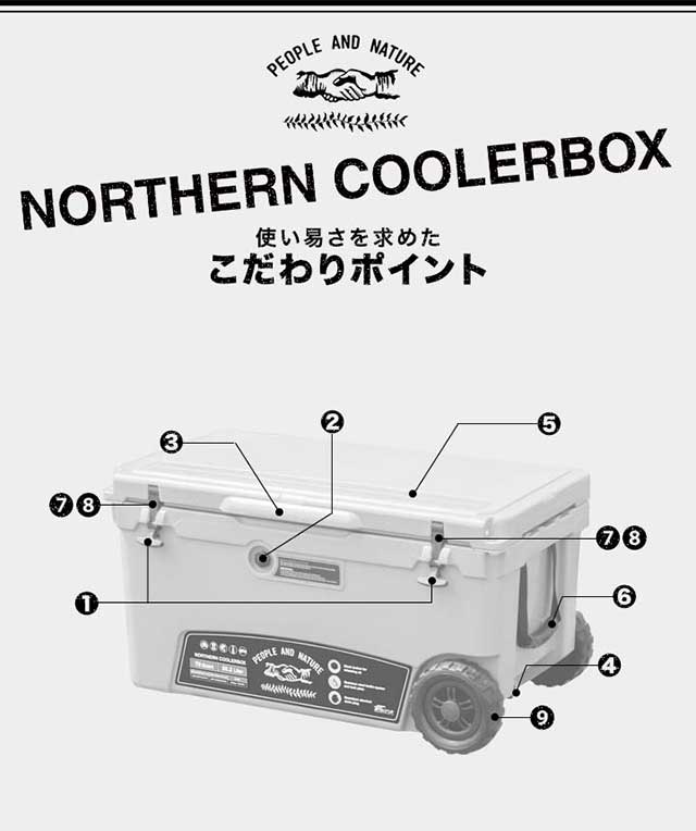 クーラーボックス 大容量 大型 66.2L/70QT タイヤ付き ハードクーラー