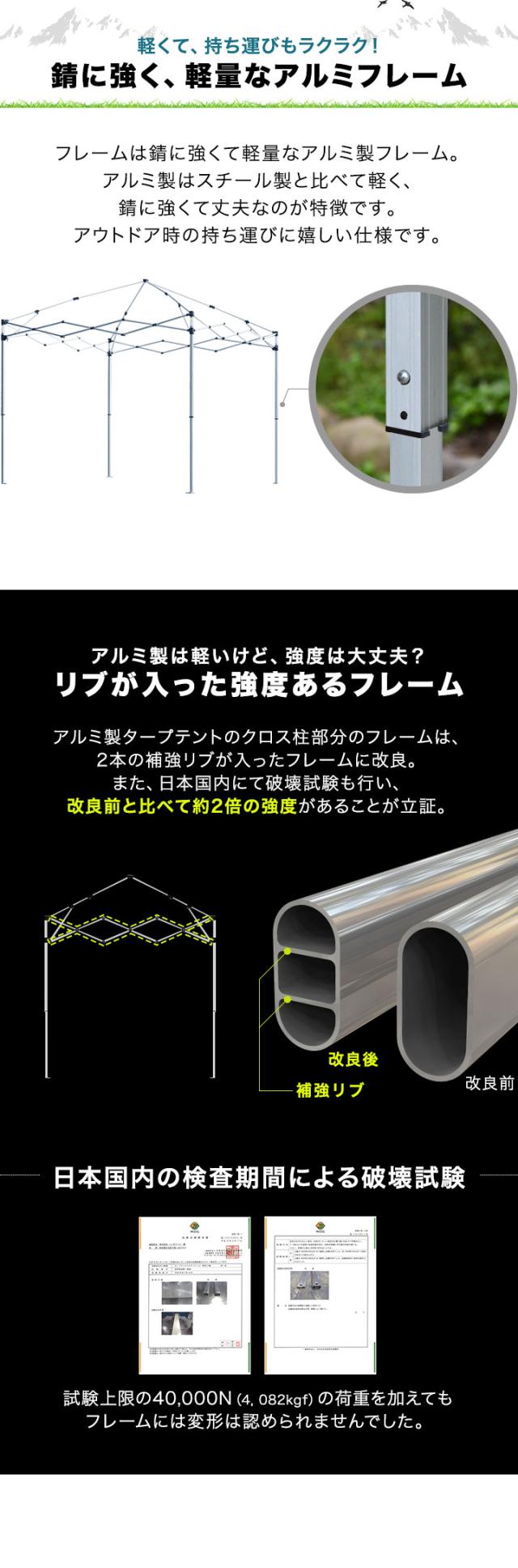 FIELDOOR ワンタッチタープテント 3m×3m 横幕 サイドシート2枚付き 軽量アルミ 遮光/遮熱/UVカット テント タープ 300 3.0m 大型 簡単 日よけ ワンタッチタープ 簡易テント イベント BBQ アウトドア キャンプ 1年保証 送料無料