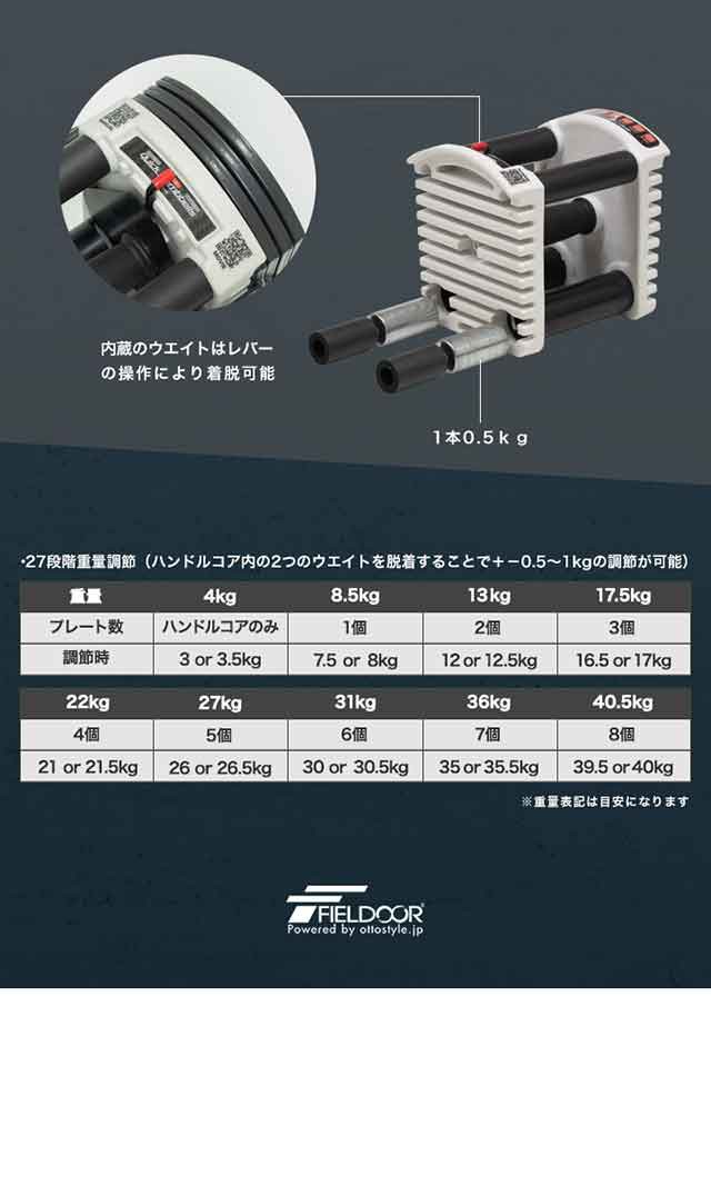 (引き取り限定)可変式ダンベル 重量調節 3kg～最大40kg 27段階可変式ダンベル