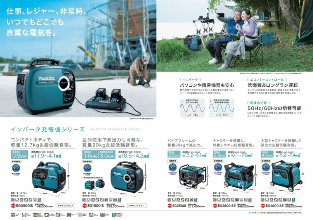 マキタ) インバータ発電機 EG1600IS ポータブルタイプ 定格出力1.6kVA 質量20kg 排気量79mL 並列機能搭載(要別販売品)  makita 大型製品の通販はau PAY マーケット - カナジンau PAY マーケット店 | au PAY マーケット－通販サイト