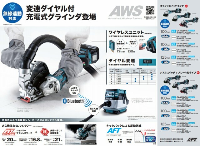 在庫セール マキタ 充電式ディスクグラインダ スライドスイッチ GA512DZ 本体のみ 外径125mm 無線連動対応 ワイヤレスユニット別売 18V対応 makitaの通販はau PAY マーケット - カナジンau店|商品ロットナンバ 100%新品HOT