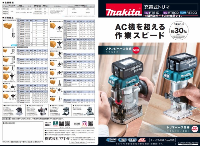 マキタ) 充電式トリマ RT51DZ 本体のみ プランジベース仕様 ハイパワーブラシレスモータ搭載 18V対応 makitaの通販はau PAY  マーケット - カナジンau PAY マーケット店 | au PAY マーケット－通販サイト