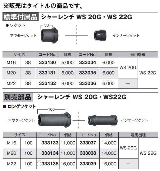 (HiKOKI) インナーソケット 333038 サイズM20 シャーレンチ専用ロングソケット 適用機種WS20G・WS22G 333-038 日立  ハイコーキの通販はau PAY マーケット - カナジンau PAY マーケット店 | au PAY マーケット－通販サイト