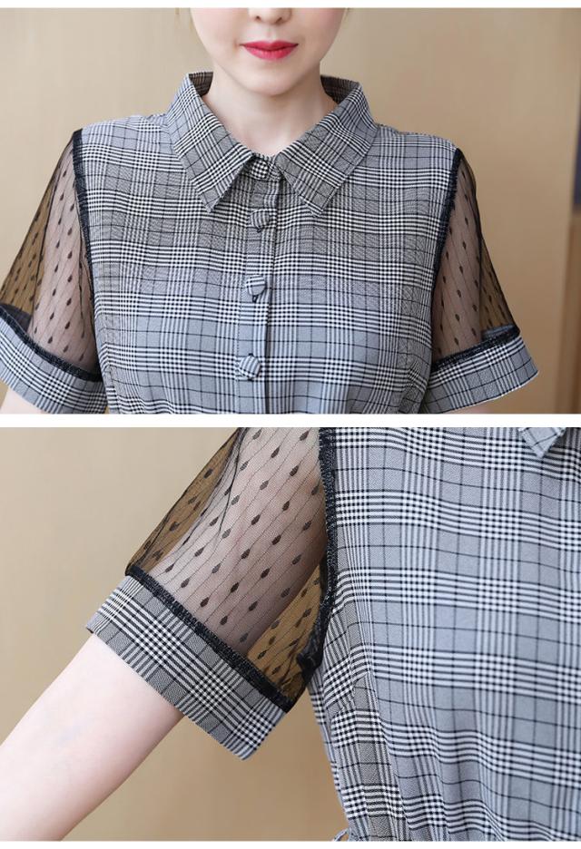 チェック ワンピース レディース グレンチェック ロングワンピース 半袖 シースルー 透け ウエストリボン ウエストマーク ミディ丈 かわの通販はau Pay マーケット Evergreen エバーグリーン